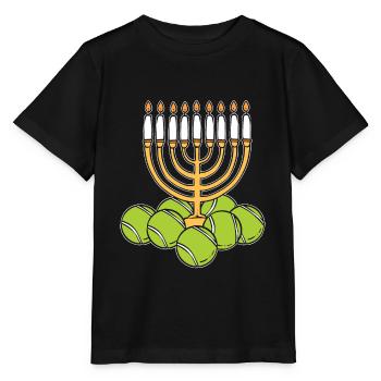 Hanukkah Tennis Jewish Menorah Candles - Stanley/Stella Kinder T-Shirt MINI CREATOR  - Schwarz - Vorne - Mikhail (115cm)