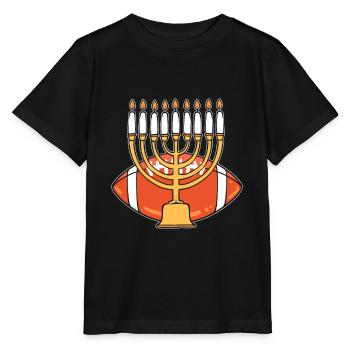 Hanukkah American Football Jewish Menorah Candles - Stanley/Stella Kinder T-Shirt MINI CREATOR  - Schwarz - Vorne - Mikhail (115cm)