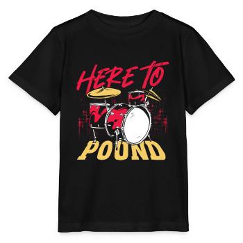 Here To Pound Drummer Percussionist - Stanley/Stella MINI CREATOR Kids’ T-Shirt - black - Front - Mikhail (115cm)