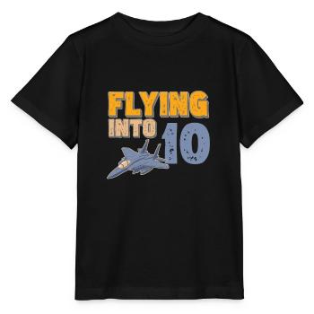 Flying Into 10 Fighter Jet 10 Year 10th Birthday - Stanley/Stella MINI CREATOR Kids’ T-Shirt - black - Front - Mikhail (115cm)