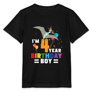 I'm 4 Birthday Boy Pterodactylus 4 Year Old 4th - Stanley/Stella Kinder T-Shirt MINI CREATOR  - Schwarz - Vorne - Mikhail (115cm)