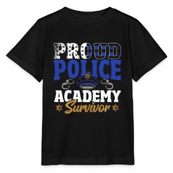 Proud Police Academy Survivor Police Officer Cop - Stanley/Stella MINI CREATOR Kids’ T-Shirt - black - Front - Mikhail (115cm)
