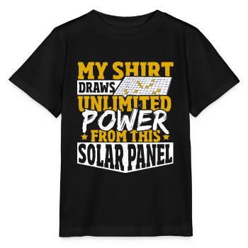 Ma chemise tire une puissance illimitée de ce solaire - T-shirt bio MINI CREATOR Stanley/Stella Enfant - noir - Devant - Mikhail (115cm)