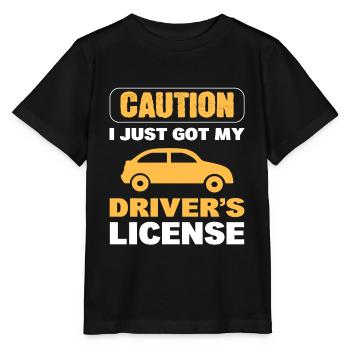 Caution I Just Got My Driver's License New Driver - Stanley/Stella MINI CREATOR Kids’ T-Shirt - black - Front - Mikhail (115cm)