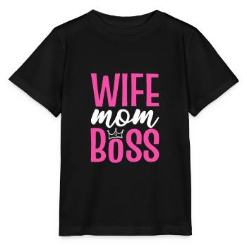 Wife Mom Boss International Women's Day - Stanley/Stella MINI CREATOR Kids’ T-Shirt - black - Front - Mikhail (115cm)
