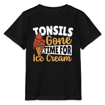 Les amygdales ont disparu, il est temps pour la crème glacée, l’amygdalite - T-shirt bio MINI CREATOR Stanley/Stella Enfant - noir - Devant - Mikhail (115cm)