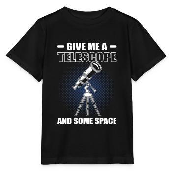 Gib mir ein Teleskop und etwas Raumfahrt - Stanley/Stella Kinder T-Shirt MINI CREATOR  - Schwarz - Vorne - Mikhail (115cm)