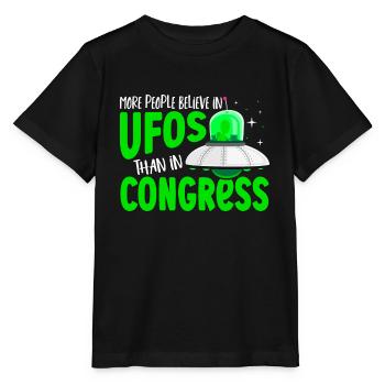 More People Believe In UFOS Than in Congress UFO - Stanley/Stella MINI CREATOR Kids’ T-Shirt - black - Front - Mikhail (115cm)