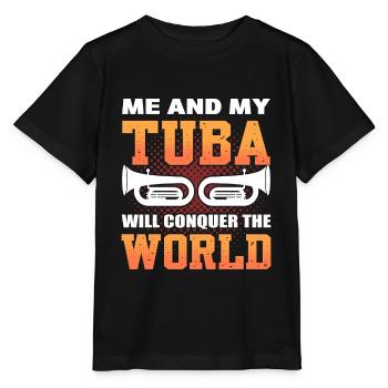 Moi et mon tuba allons conquérir le joueur de tuba mondial - T-shirt bio MINI CREATOR Stanley/Stella Enfant - noir - Devant - Mikhail (115cm)