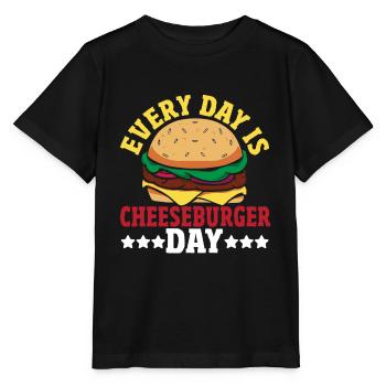 Hamburger Käse Cheeseburger Snacks Cheeseburger - Stanley/Stella Kinder T-Shirt MINI CREATOR  - Schwarz - Vorne - Mikhail (115cm)