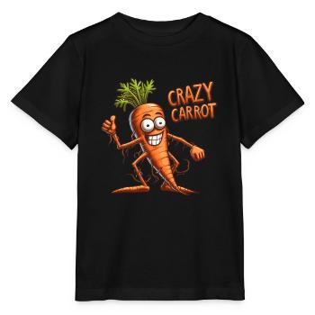 Crazy Veggies: Carrot Thumbs Up - Stanley/Stella Kinder T-Shirt MINI CREATOR  - Schwarz - Vorne - Mikhail (115cm)