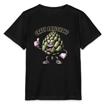 Crazy Veggies: Artichoke Thumbs Up - Stanley/Stella Kinder T-Shirt MINI CREATOR  - Schwarz - Vorne - Mikhail (115cm)