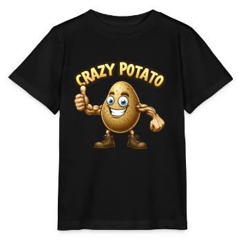 Crazy Veggies: Potato Body Builder Thumbs Up - Stanley/Stella MINI CREATOR Kids’ T-Shirt - black - Front - Mikhail (115cm)