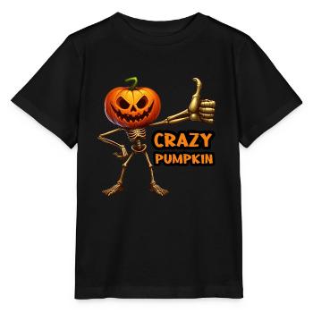 Crazy Veggies: Pumpkin Skeleton Thumbs Up - Stanley/Stella Kinder T-Shirt MINI CREATOR  - Schwarz - Vorne - Mikhail (115cm)