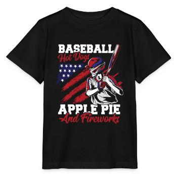 Baseball Drapeau Américain Patriotique - T-shirt bio MINI CREATOR Stanley/Stella Enfant - noir - Devant - Mikhail (115cm)