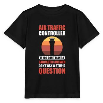 Aviation Pilotes De La Circulation Aérienne Tenue De Contrôleurs De La Circulation Aérienne - T-shirt bio MINI CREATOR Stanley/Stella Enfant - noir - Devant - Mikhail (115cm)