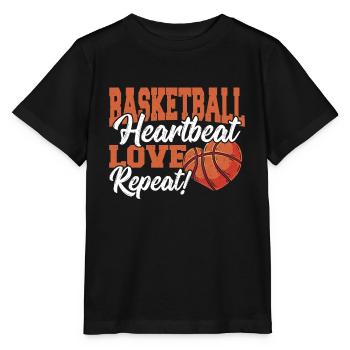 Basketball Basket Couple Basketball Heartbeat, - Stanley/Stella MINI CREATOR Kids’ T-Shirt - black - Front - Mikhail (115cm)