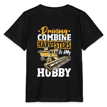 Farm Vehicle Gathering Combine Combine Harvester - Stanley/Stella MINI CREATOR Kids’ T-Shirt - black - Front - Mikhail (115cm)