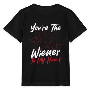 Hearts Long Dog Wiener Dog - Stanley/Stella MINI CREATOR Kids’ T-Shirt - black - Front - Mikhail (115cm)