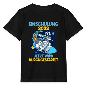 Einschulung 2022 Rakete Schulkind Schuleinführung - Stanley/Stella Kinder T-Shirt MINI CREATOR  - Schwarz - Vorne - Mikhail (115cm)