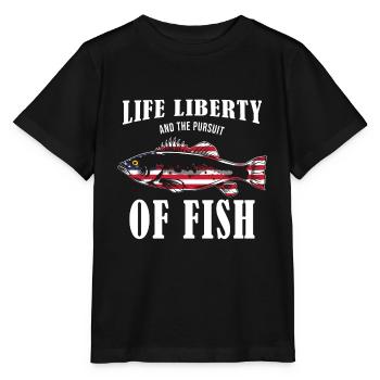Life Liberty & The Pursuit Of Fish USA Fishing - Stanley/Stella MINI CREATOR Kids’ T-Shirt - black - Front - Mikhail (115cm)