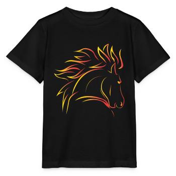 Pferd Wildpferd - Stanley/Stella Kinder T-Shirt MINI CREATOR  - Schwarz - Vorne - Mikhail (115cm)