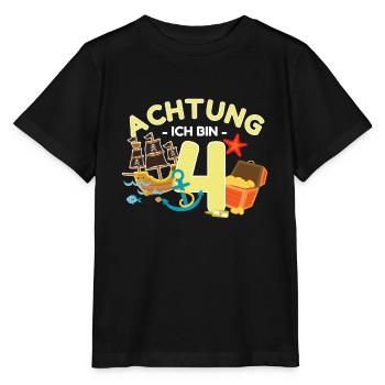 Piraten 4. Geburtstag Pirat 4 Jahre Geschenk - Stanley/Stella Kinder T-Shirt MINI CREATOR  - Schwarz - Vorne - Mikhail (115cm)