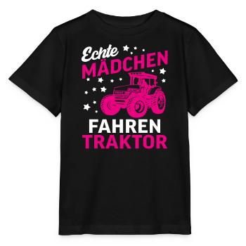 Echte Mädchen Fahren Traktor - Stanley/Stella Kinder T-Shirt MINI CREATOR  - Schwarz - Vorne - Mikhail (115cm)
