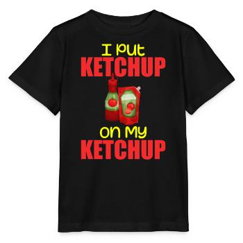 Ich habe Ketchup auf mein Ketchup Tee Kostüm Tomate DIY aufgetragen - Stanley/Stella Kinder T-Shirt MINI CREATOR  - Schwarz - Vorne - Mikhail (115cm)