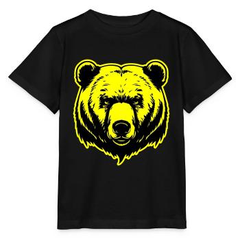 Beer Grizzly Hoofd - Stanley/Stella Kinder-T-shirt MINI CREATOR  - zwart - Voor - Mikhail (115cm)