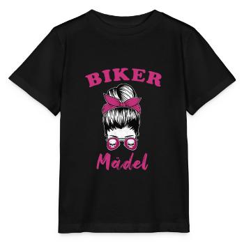 Biker Mädel Lady Motorrad Bikerin - Stanley/Stella Kinder T-Shirt MINI CREATOR  - Schwarz - Vorne - Mikhail (115cm)