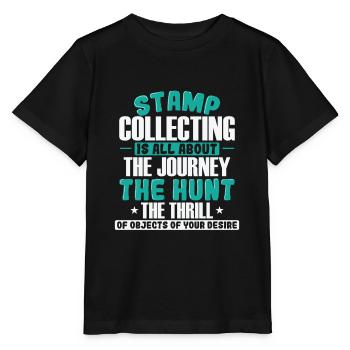 Collectionner des timbres, c’est tout au sujet du voyage - T-shirt bio MINI CREATOR Stanley/Stella Enfant - noir - Devant - Mikhail (115cm)