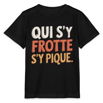 Qui s'y frotte, s'y pique - T-shirt bio MINI CREATOR Stanley/Stella Enfant - noir - Devant - Mikhail (115cm)
