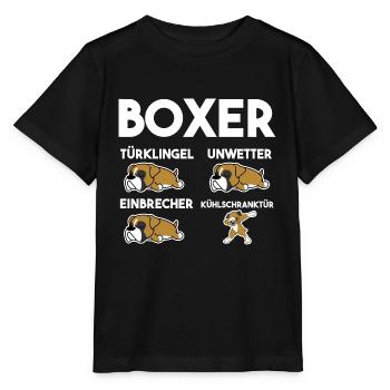Hund Boxer - Stanley/Stella Kinder T-Shirt MINI CREATOR  - Schwarz - Vorne - Mikhail (115cm)