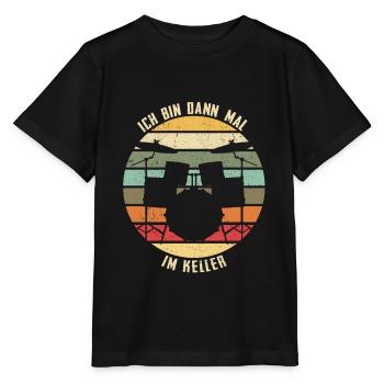 Ich bin dann mal im Keller - Schlagzeug Retro - Stanley/Stella Kinder T-Shirt MINI CREATOR  - Schwarz - Vorne - Mikhail (115cm)