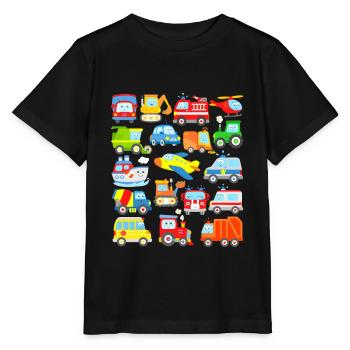 Véhicules voiture poubelle voiture de la police train pompiers bus - T-shirt bio MINI CREATOR Stanley/Stella Enfant - noir - Devant - Mikhail (115cm)
