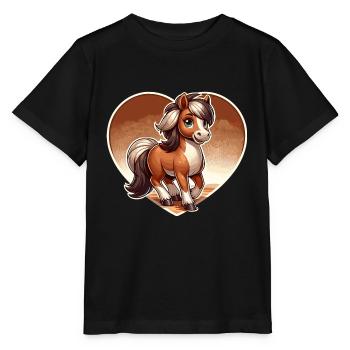 Pferd mit Herz in Comicstyle - Stanley/Stella Kinder T-Shirt MINI CREATOR  - Schwarz - Vorne - Mikhail (115cm)