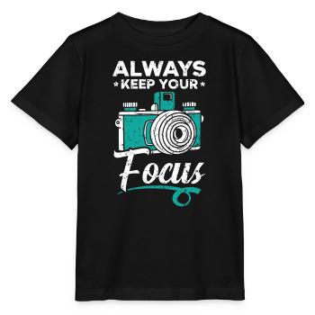 Gardez toujours votre photographe d’image de mise au point - T-shirt bio MINI CREATOR Stanley/Stella Enfant - noir - Devant - Mikhail (115cm)