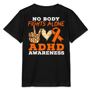 No Body Fights Alone ADHD Awareness Neurodiversity - Stanley/Stella MINI CREATOR Kids’ T-Shirt - black - Front - Mikhail (115cm)