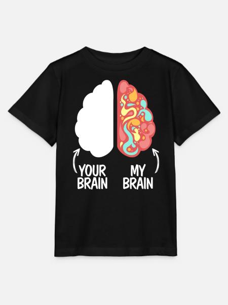 Il tuo cervello Il mio cervello abbraccia la neurodiversità ADHD - T-shirt MINI CREATOR barn från Stanley/Stella - svart