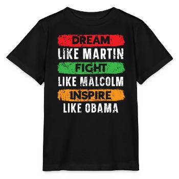 Dream Fight Inspire Black History Month - T-shirt bio MINI CREATOR Stanley/Stella Enfant - noir - Devant - Mikhail (115cm)