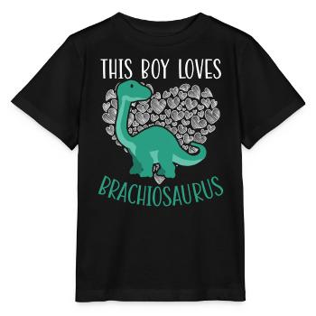 Ce garçon aime Brachiousaurus Dinosaur Dino - T-shirt bio MINI CREATOR Stanley/Stella Enfant - noir - Devant - Mikhail (115cm)