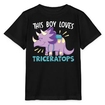 Ce garçon aime Triceratops Dinosaure préhistorique - T-shirt bio MINI CREATOR Stanley/Stella Enfant - noir - Devant - Mikhail (115cm)