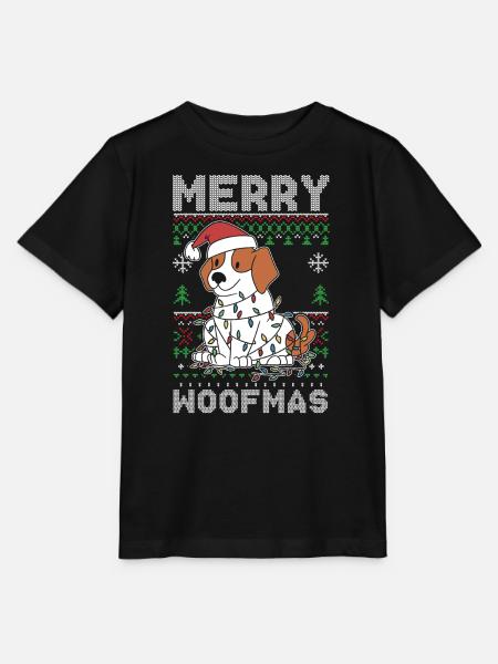 Merry Woofmas Christmas Day Dog Lover Puppy Besitzer - Stanley/Stella Kinder T-Shirt MINI CREATOR - Schwarz