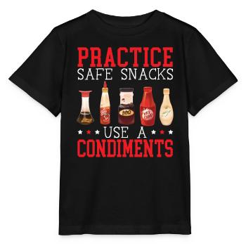 Üben Sie sichere Snacks mit einem Gewürz-Ketchup - Stanley/Stella Kinder T-Shirt MINI CREATOR  - Schwarz - Vorne - Mikhail (115cm)