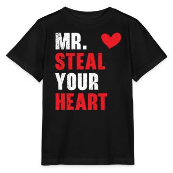 Mr. Steal Your Heart Valentinstag Herztag - Stanley/Stella Kinder T-Shirt MINI CREATOR  - Schwarz - Vorne - Mikhail (115cm)