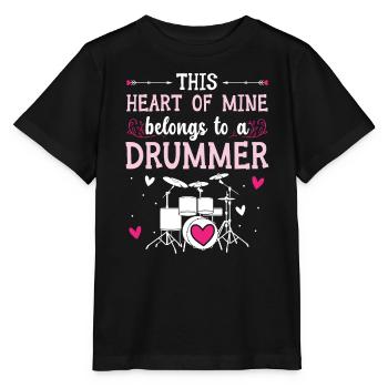 This Heart Of Mine Belongs To A Drummer Valentines - Stanley/Stella Kinder T-Shirt MINI CREATOR  - Schwarz - Vorne - Mikhail (115cm)