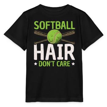 Softball Hair Don’t Care Joueur de softball Sports - T-shirt bio MINI CREATOR Stanley/Stella Enfant - noir - Devant - Mikhail (115cm)