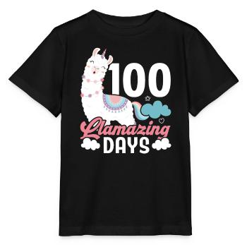100 Llamazing Days Educator Pupil Llama Lover - Stanley/Stella MINI CREATOR Kids’ T-Shirt - black - Front - Mikhail (115cm)