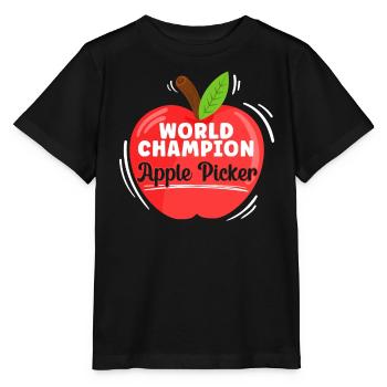 Weltmeister Apfelpflücker Apfelfruchtliebhaber - Stanley/Stella Kinder T-Shirt MINI CREATOR  - Schwarz - Vorne - Mikhail (115cm)